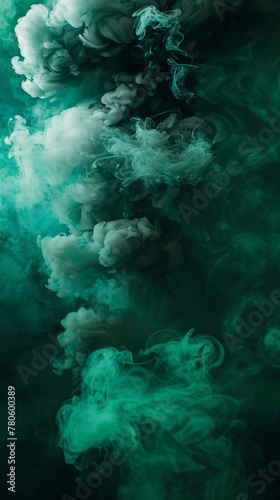 An ethereal green smoke pattern floating against a black void, perfect for dramatic visual compositions.