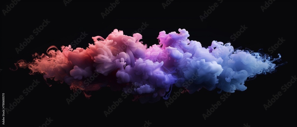 Wide angle shot capturing abstract clouds of smoke colored in a vivid spectrum, creating a striking visual for backgrounds.