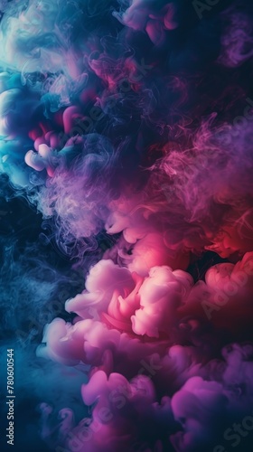 A cascade of smoke in shades of pink and blue creates a dreamlike vision against a gradient background, perfect for imaginative concepts.