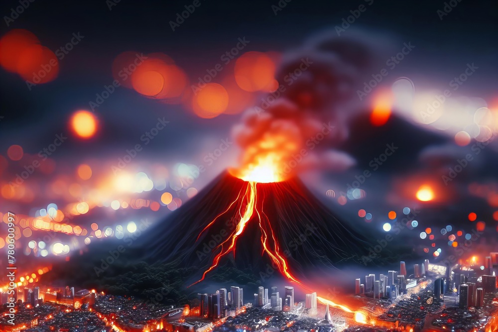 volcano erupts in the middle of a city