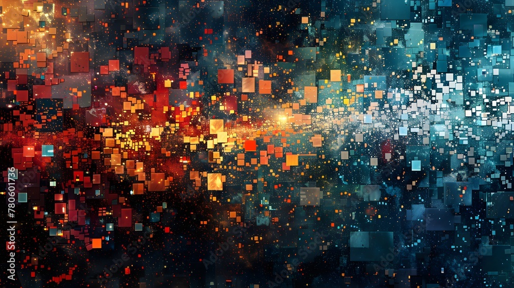 Obraz premium Abstract Fractional ownership on blockchain, visualized as an intricate mosaic