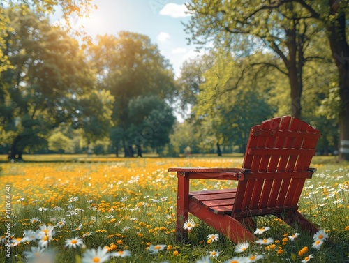 A cozy picnic chair clipart  positioned for a day of leisure in a vibrant  sunlit park setting