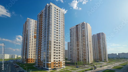 New apartment buildings. Residential area with modern apartment buildings.