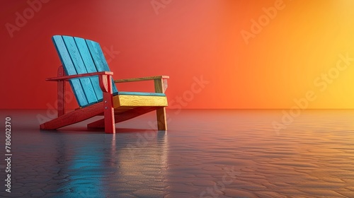 Beach chair clipart  inviting relaxation by the shore  in vibrant summer colors 3D render