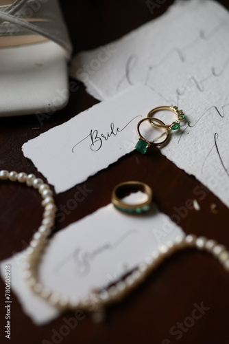wedding rings on a book