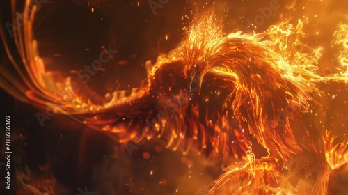 Amidst the embers of its past, a phoenix emerges anew, its feathers a tapestry of flames, a testament to the endless cycle of rebirth no dust