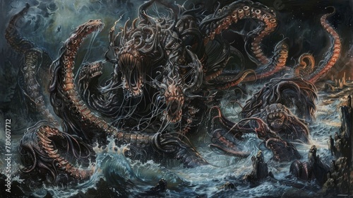 The seas fury incarnate, the Hydra with its everregenerating heads, prowls the abyssal depths, a nightmare of the deep low noise