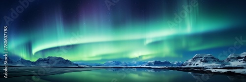 夜空に光るオーロラ,Aurora Borealis shining in the night sky,Generative AI © lime