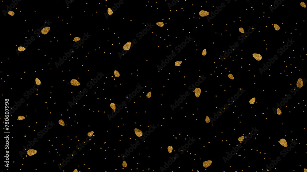 Strokes with Golden Paint Brush on Black Paper.Abstract gold dust background, Glitter On Black Background,Gold Paint Glittering Textured