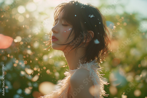 アジア人の女の子(日本人、春、美容、夏、ファッション、青春、学生、若い、紅葉、広告、写真、生成AI) Generative AI 