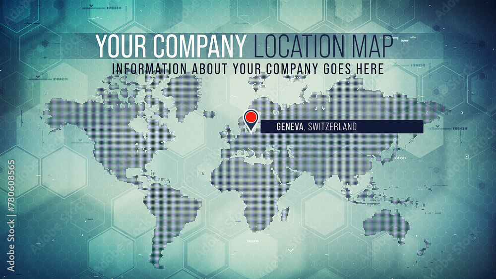 Editable Corporate World Map with Hexagon Background Stock Template Adobe Stock