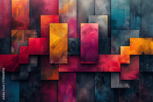 wallpaper made of rectangles of different colors and gradients with open broken lines photo