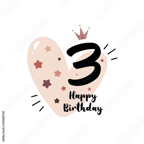 Third birthday greeting card