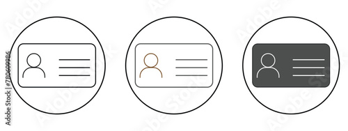 ID card icon. driver license, staff identification. Identity card for Driver License. business card concept, student card and more vector, illustration. EPS file 113.