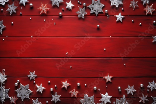 木製背景のクリスマス・デコレーション、Christmas Decoration on Wooden Background、Generative AI
