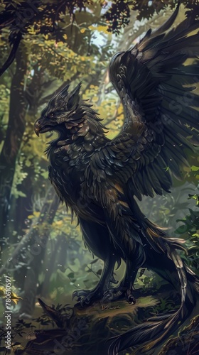 In a secluded grove, the Griffins roar announces its presence, wings like a cloak of feathers, guarding the lore that time forgot no dust