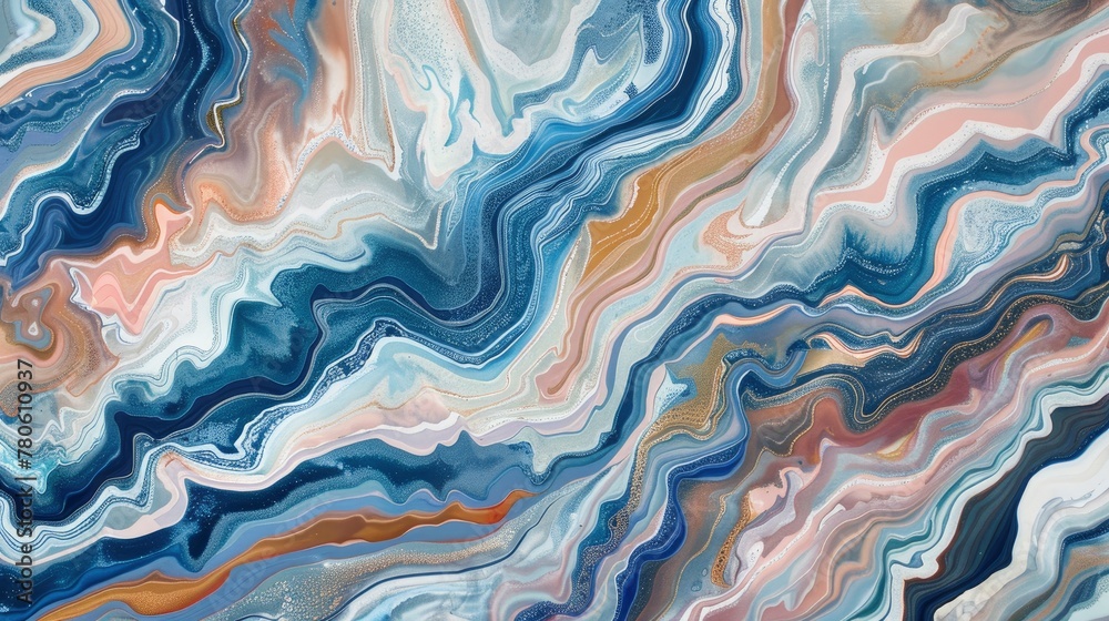 An abstract background of swirling colors resembling ocean waves, with fluid lines and patterns reminiscent of marbling technique. An abstract background of swirling colors resembling ocean waves, with fluid lines and patterns reminiscent of marbling technique.