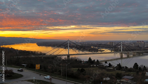 Wallpaper Mural sunset over the Danube river and city of Novi Sad in Serbia Torontodigital.ca