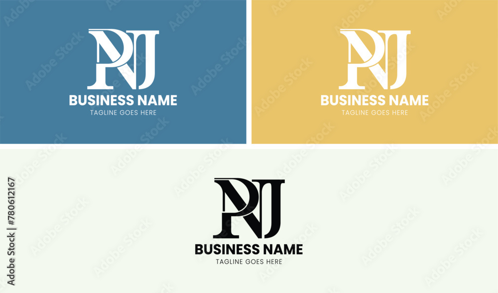 Obraz premium initial letter PNJ or NPJ joined, logo Typography Vector design Template