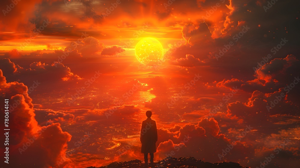 Obraz premium Sunset on Cryptocurrency Horizons: Embracing Dusk's Glow.