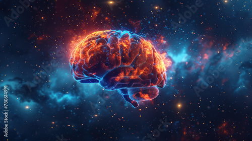 Human brain levitating in space