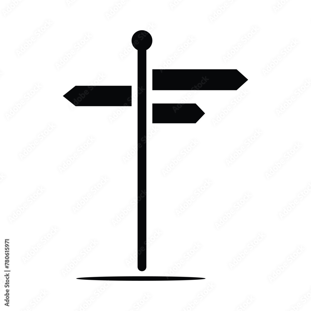 Signpost icon. Sign direction. Sign board isolated sheet on white background. Black signpost - stock vector. Vector illustration. Eps file 188. Signpost icon. Sign direction. Sign board isolated sheet on white background. Black signpost - stock vector. Vector illustration. Eps file 188.