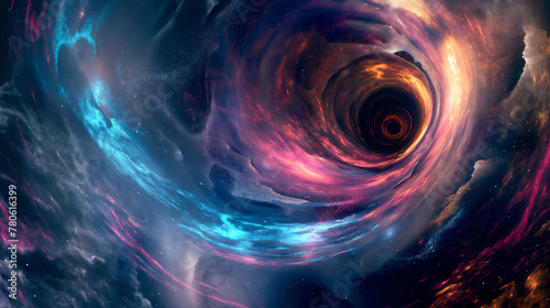 Abstract black hole event horizon cosmic nebula swirl background banner poster wallpaper