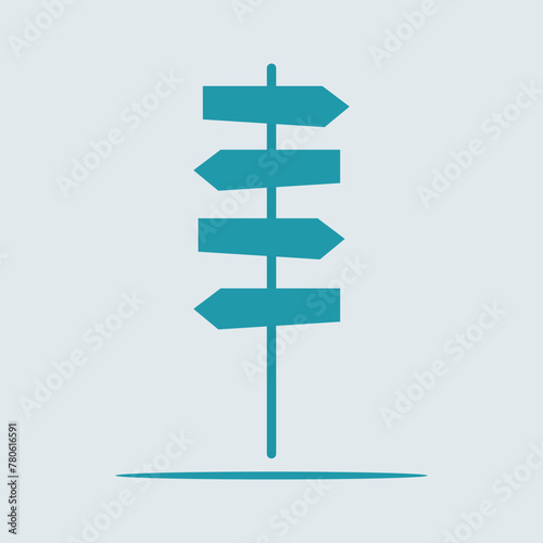 Direction, Signpost, Signboard. Side of a road. Arrow Compass Maps. Street sign. Crossroad, decision, dilemma. Trip paths. Mental Health Quizzes. Vector illustration. Eps file 204.