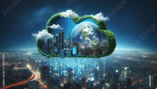 Photo real as Carbonless Computing: Join the zero carbon revolution with cloud solutions that care for the environment in Cloud Computing with Zero Carbon theme photo