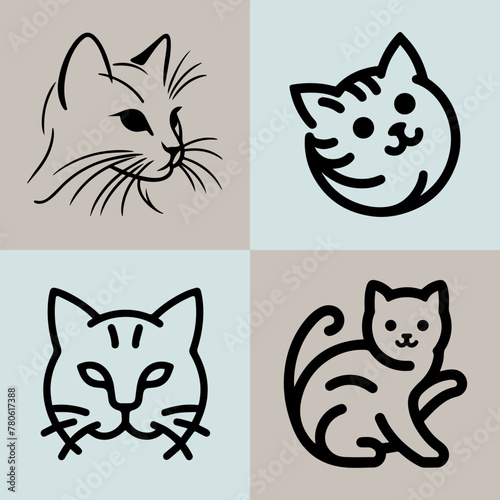 Fototapeta Naklejka Na Ścianę i Meble -  Cat Icon Illustration for Cat Logo