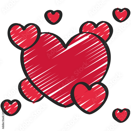 Multiple Size Hearts Cluster Icon