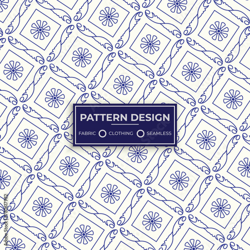 Unique and Modern tile, fabric, seamless, and clothing pattern design. Victorian elements, and a big floral frame in the center. (ID: 780617982)