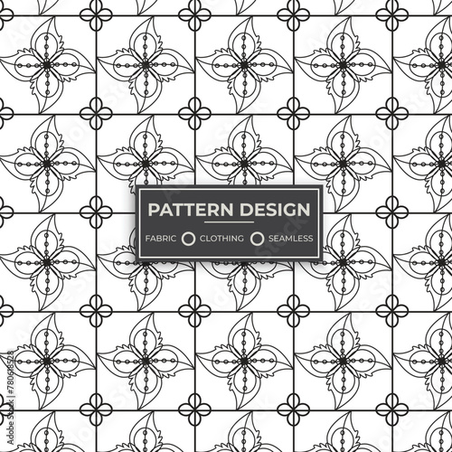 Unique and Modern tile, fabric, seamless, and clothing pattern design. Victorian elements, and a big floral frame in the center. (ID: 780618528)
