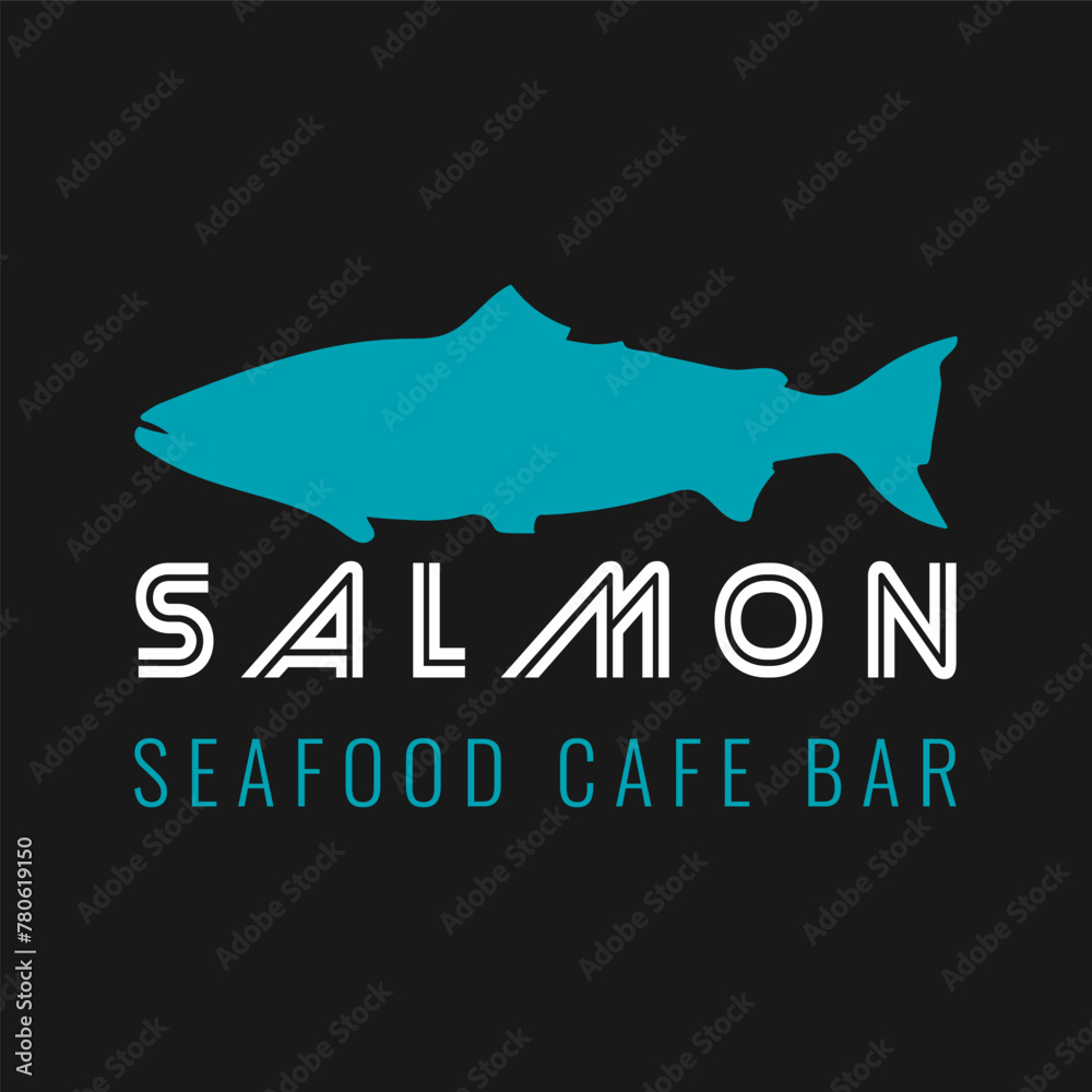 Salmon. Fish cafe-bar. Logo. Vector illustration