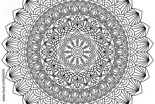 Mandala Coloring page for kids and adults Page for relaxation and meditation. Circular pattern. Decorative ornament ethnic oriental style. line art drawing coloring page. Vector illustration