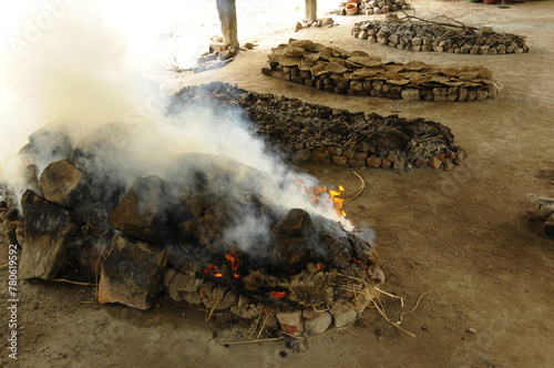 Hindu cremation, funeral pyre, Tiruchirappali, Tamil Nadu, India photo