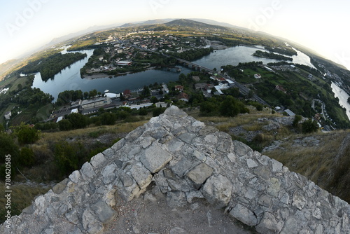 View from Rozafa Castle upon Buna River, Shkoder, Albania photo