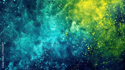 Abstract background with blue, green and yellow colors. with a lot texture and grain on a colorful background. Blue and yellow
