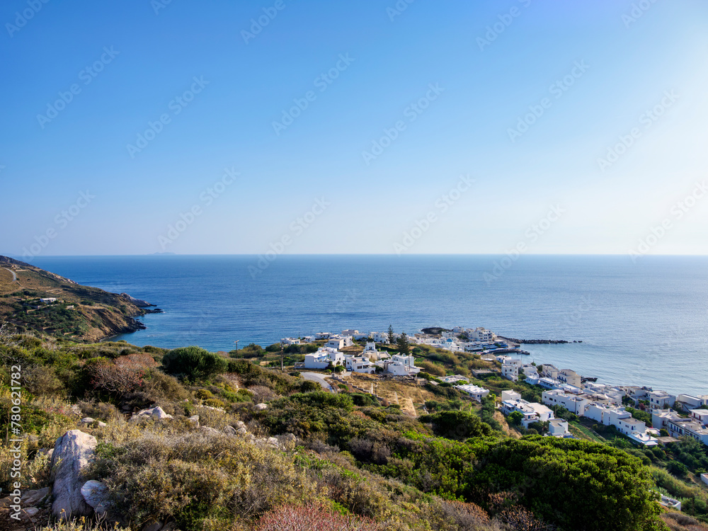 Apollonas Village, elevated view, Naxos Island, Cyclades, Greek Islands Apollonas Village, elevated view, Naxos Island, Cyclades, Greek Islands