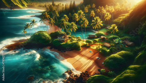 Hawaiian Harmony: Lush Landscapes, Playful Waves, and Aloha Spirit in Famous Location - Pacific Paradis