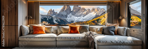 Serene Dolomites View at Sunset, Italys Majestic Peaks and Meadows, A UNESCO Heritage Site Offering Unparalleled Beauty and Tranquility photo