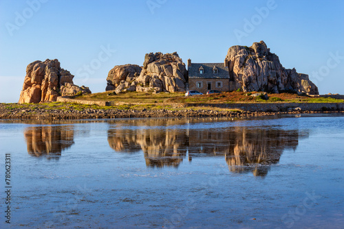 The house between the rocks, Le Gouffre, Plougrescant, Cotes-d'Armor, Brittany, France photo