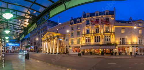 View of Theatre Royal Haymarket at dusk, Westminster, London, England, United Kingdom photo