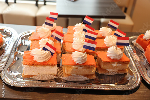 Orange tompouce pastry for Dutch King´s Day