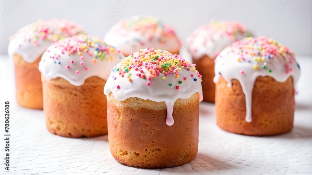 set of Easter cakes on a minimalistic background set of Easter cakes on a minimalistic background
