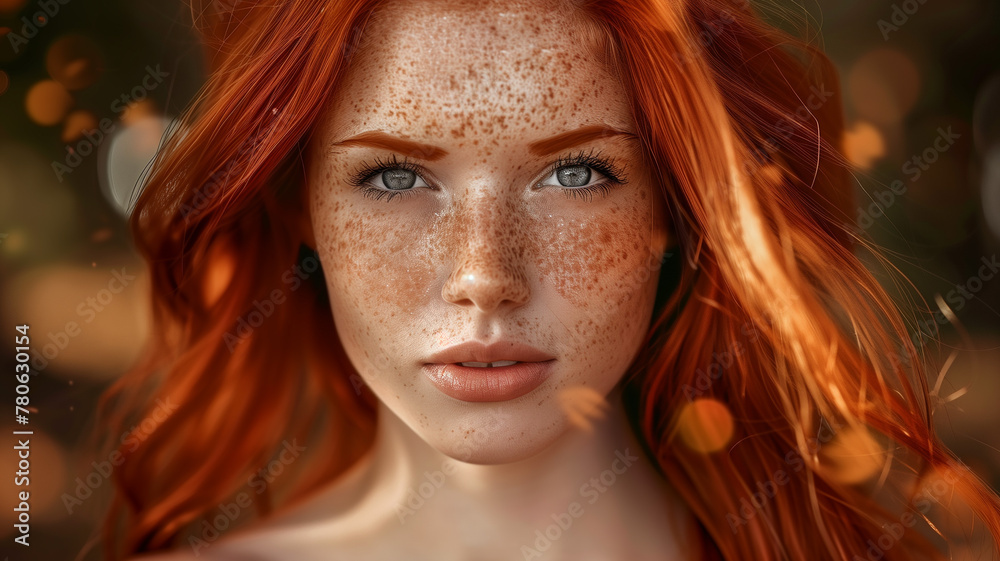 portrait of a beautiful young girl exuding charisma with natural freckles and vibrant red long hair portrait of a beautiful young girl exuding charisma with natural freckles and vibrant red long hair