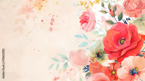 summer Background watercolor arrangements with Beautiful flowers.