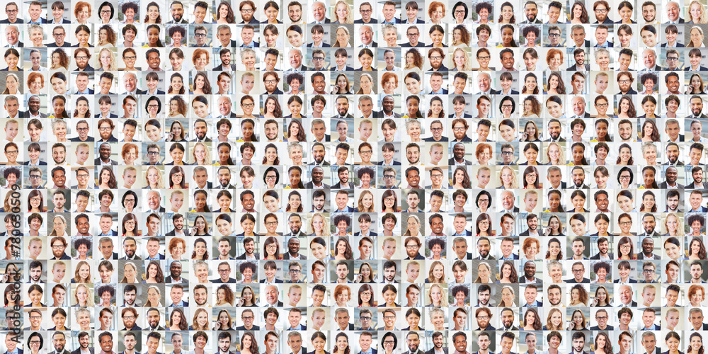 Portrait Collage vieler verschiedener Geschäftsleute als internationales Business Team - obrazy, fototapety, plakaty 