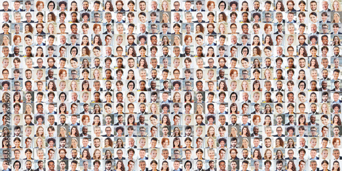 Portrait Collage vieler verschiedener Geschäftsleute als internationales Business Team