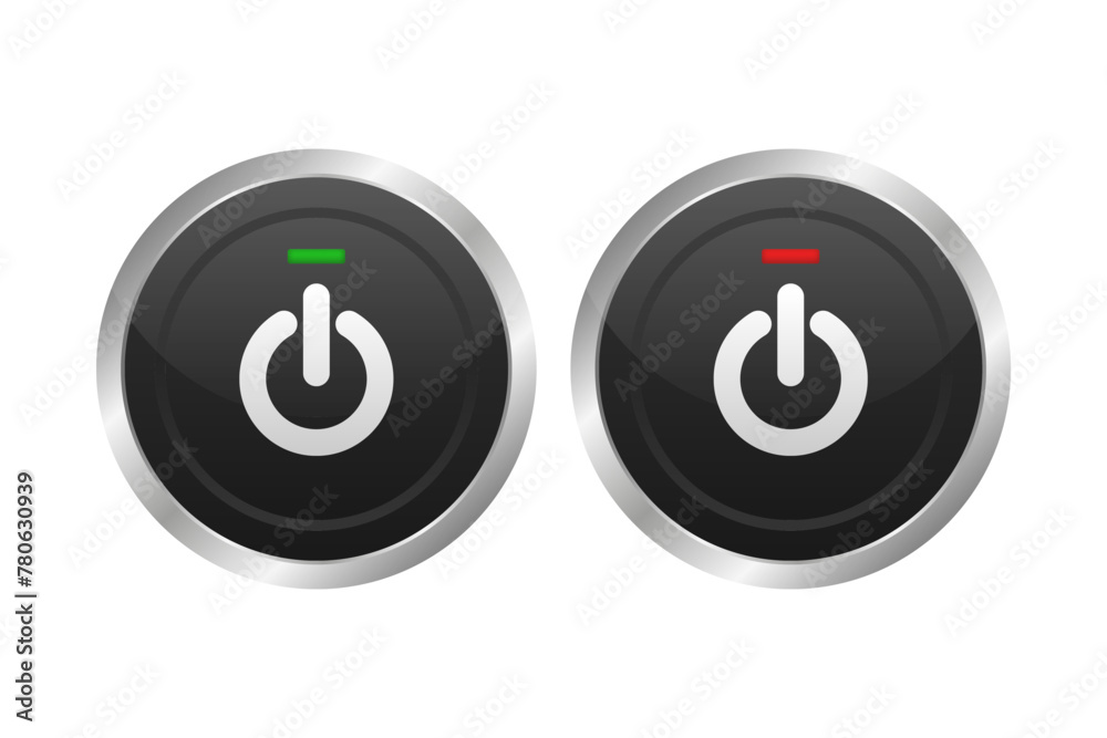 On and Off Push Button. Power switch button with turn on off. Vector illustration. On and Off Push Button. Power switch button with turn on off. Vector illustration.